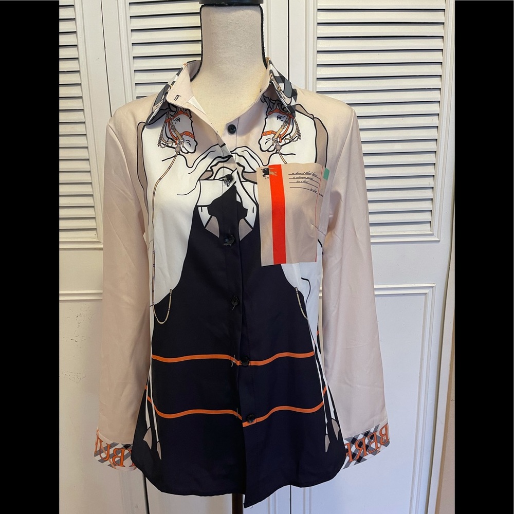 Designer look button up blouse